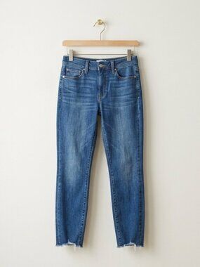 Paige Hoxton Slim Jeans Raw Hem Adanah Distressed High Rise Women's Size 28